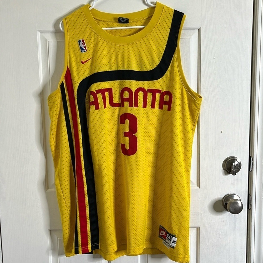 Vintage Nike NBA Atlanta Hawks Yellow #3 Shareef Rahim Jersey‎ Adult XXL